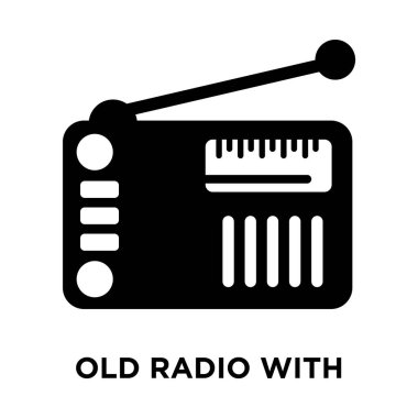 Eski radyo anten simge vektör beyaz arka plan, logo kavramı eski radyo anteni ile şeffaf arka plan üzerinde oturum üzerinde izole ile siyah sembol dolu