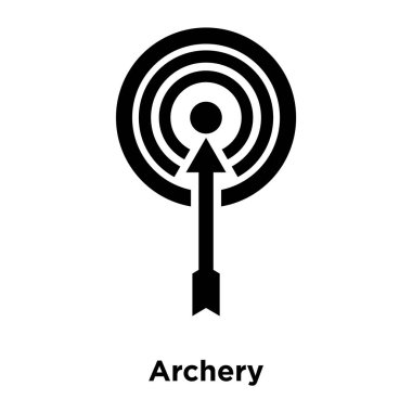 Beyaz arka plan, logo şeffaf arka plan, okçuluk işareti kavramı üzerinde izole okçuluk simge vektör siyah sembol dolu