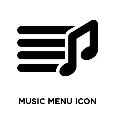 Beyaz arka plan, logo şeffaf arka plan, müzik menü işareti kavramı üzerinde izole müzik menü simge vektör siyah sembol dolu