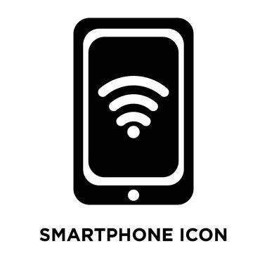 Beyaz arka plan, logo şeffaf arka plan, tabelada Smartphone kavramı üzerinde izole Smartphone simge vektör siyah sembol dolu