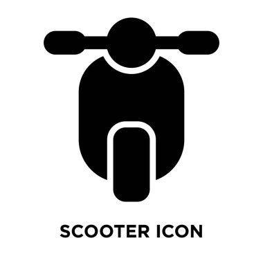 Beyaz arka plan, logo şeffaf arka plan, Scooter işareti kavramı üzerinde izole scooter simge vektör siyah sembol dolu