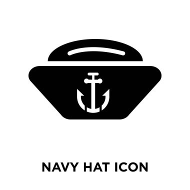 Beyaz arka plan, logo şeffaf arka plan, deniz kuvvetleri şapka işareti kavramı üzerinde izole Donanma şapka simge vektör siyah sembol dolu