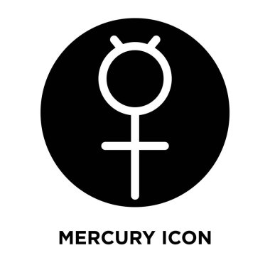 Mercury icon vector isolated on white background, logo concept of Mercury sign on transparent background, filled black symbol clipart