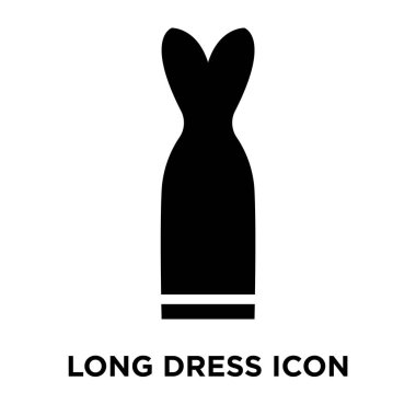 Uzun elbise simge vektör, beyaz arka plan üzerinde izole uzun elbise kavramı logo şeffaf arka plan, dolgulu siyah sembolü imzalamak