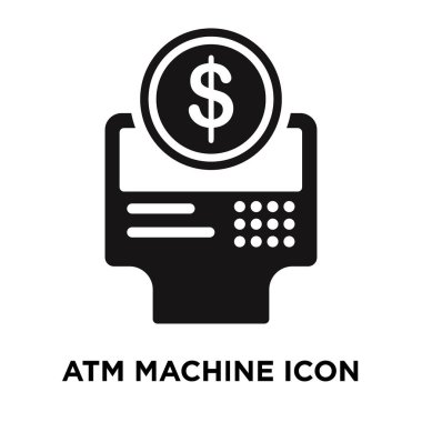 Atm makinesi simge vektör, beyaz arka plan üzerinde izole Atm makine kavramı logo oturum şeffaf arka plan, dolgulu siyah sembolü