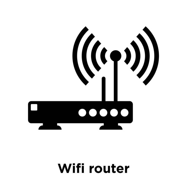 Вектор значка маршрутизатора Wi-Fi изолирован на белом фоне, концепция логотипа знака маршрутизатора Wifi на прозрачном фоне, заполненный черный символ
