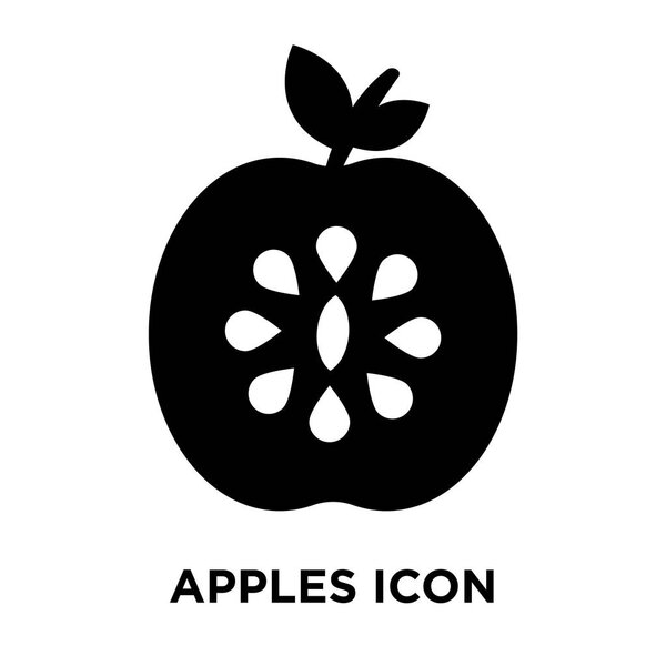 Apples icon vector isolated on white background, logo concept of Apples sign on transparent background, filled black symbol