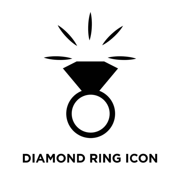 钻石戒指图标矢量隔离在白色背景上 标志概念的钻石戒指标志上透明背景 实心黑色符号 — 图库矢量图片