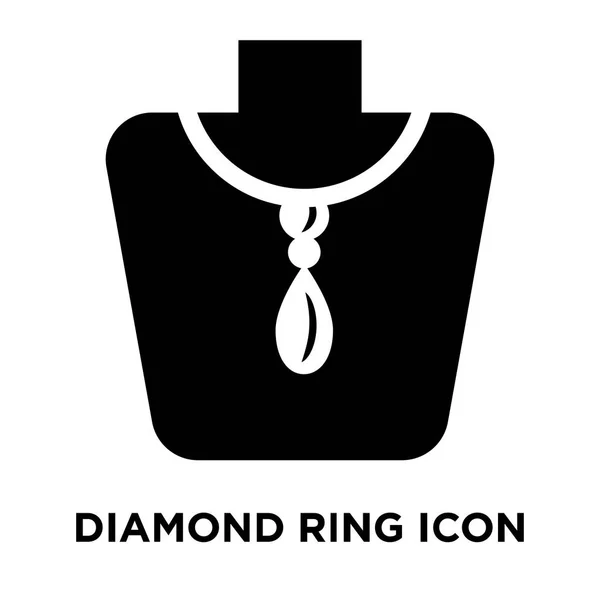 钻石戒指图标矢量隔离在白色背景上 标志概念的钻石戒指标志上透明背景 实心黑色符号 — 图库矢量图片