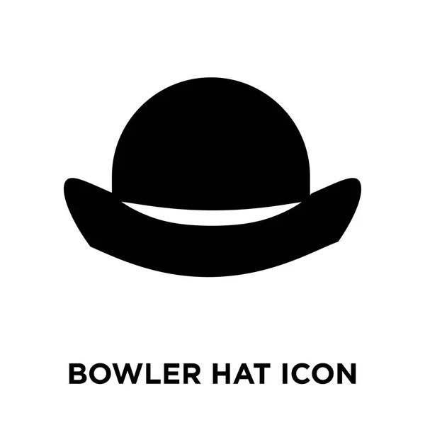 ボウラーの帽子のアイコン ベクトル白い背景で隔離 透明な背景 塗りつぶし黒シンボル サインオン山高帽のロゴのコンセプト — ストックベクタ