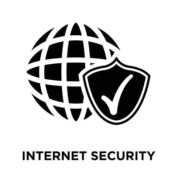白い背景に 透明な背景にインターネット セキュリティ署名のロゴのコンセプトに分離されたインター ネット セキュリティのアイコン ベクトルいっぱい黒い記号 — ストックベクタ