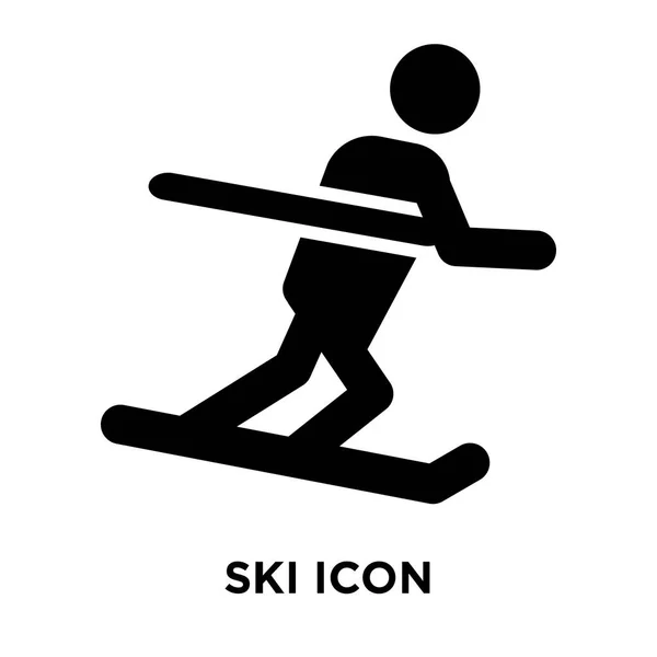 白い背景に 透明な背景にスキー サインのロゴのコンセプトに分離されたスキーのアイコン ベクトルいっぱい黒い記号 — ストックベクタ
