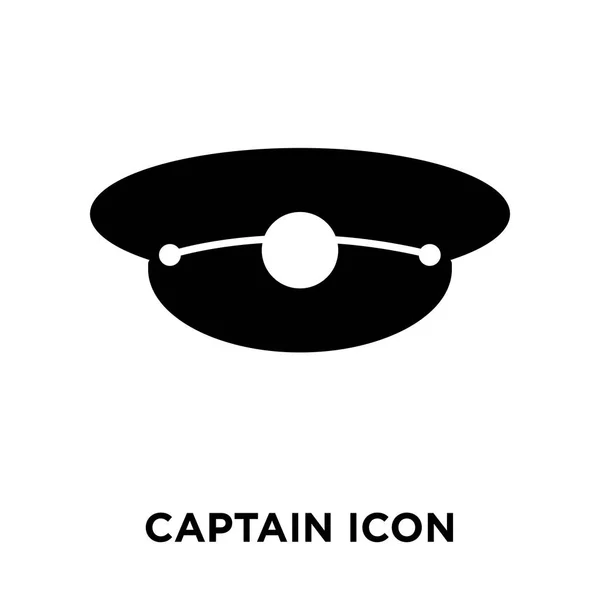 船长图标矢量隔离在白色背景上 标志概念的船长标志上透明背景 实心黑色符号 — 图库矢量图片