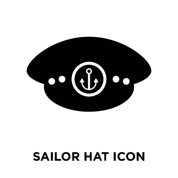 Sailor Hat icon vector isolated on white background, logo concept of Sailor Hat sign on transparent background, filled black symbol