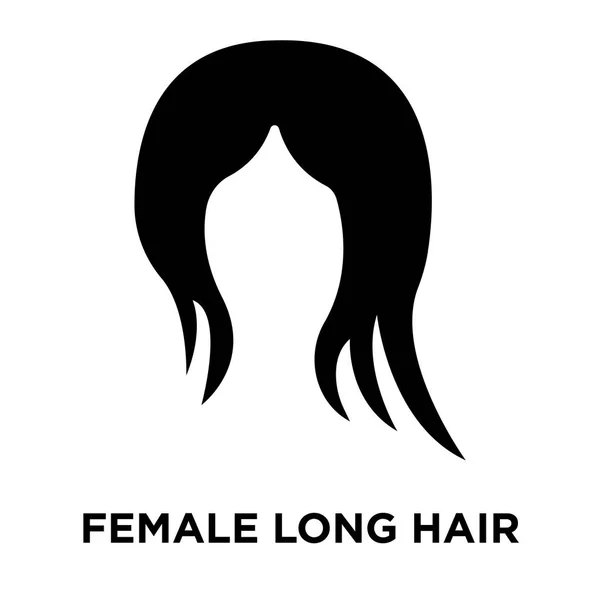 長い髪雌性アイコン ベクトルは 白い背景で隔離 透明な背景 塗りつぶし黒シンボル サインオン長い髪雌性のロゴのコンセプト — ストックベクタ