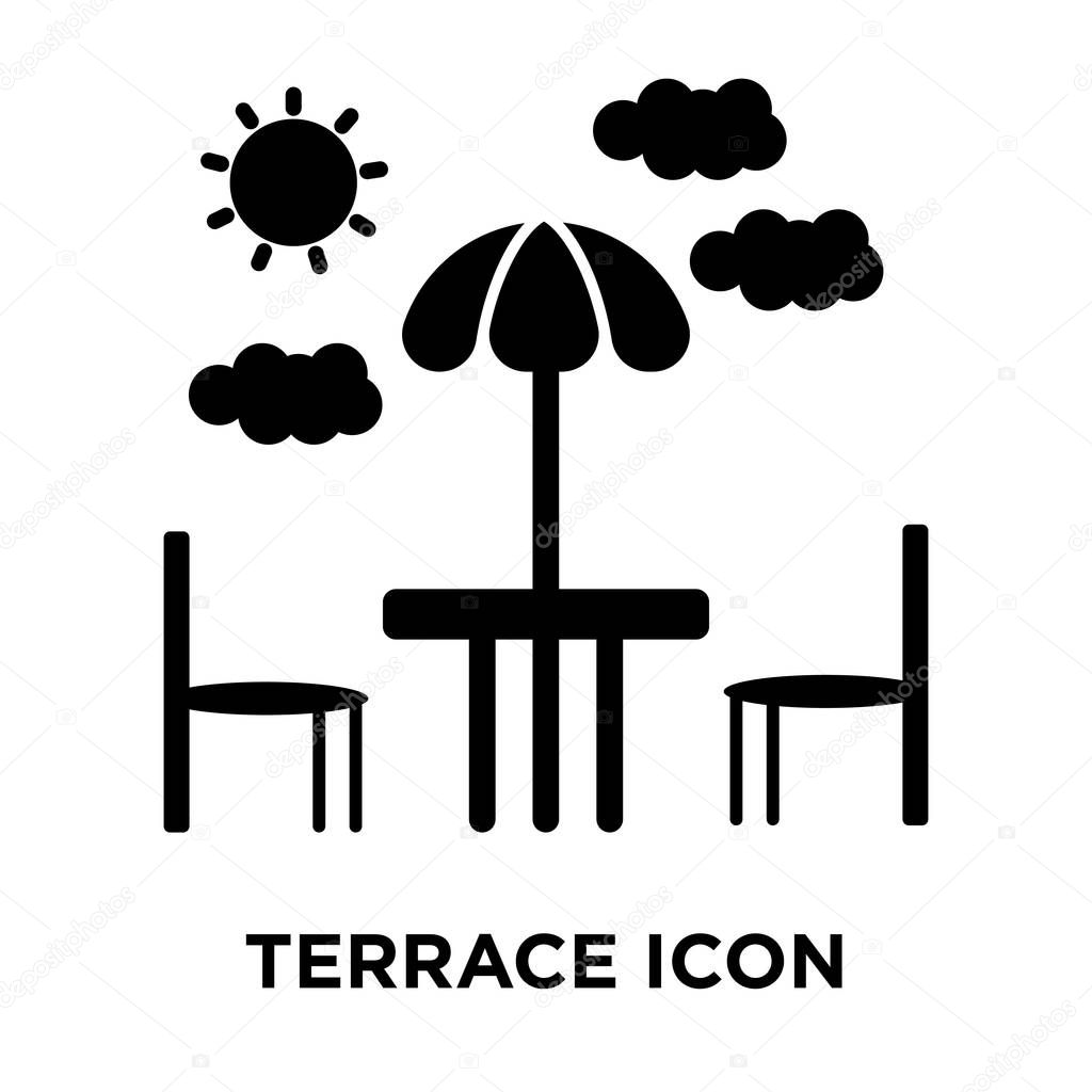 Terrace icon vector isolated on white background, logo concept of Terrace sign on transparent background, filled black symbol