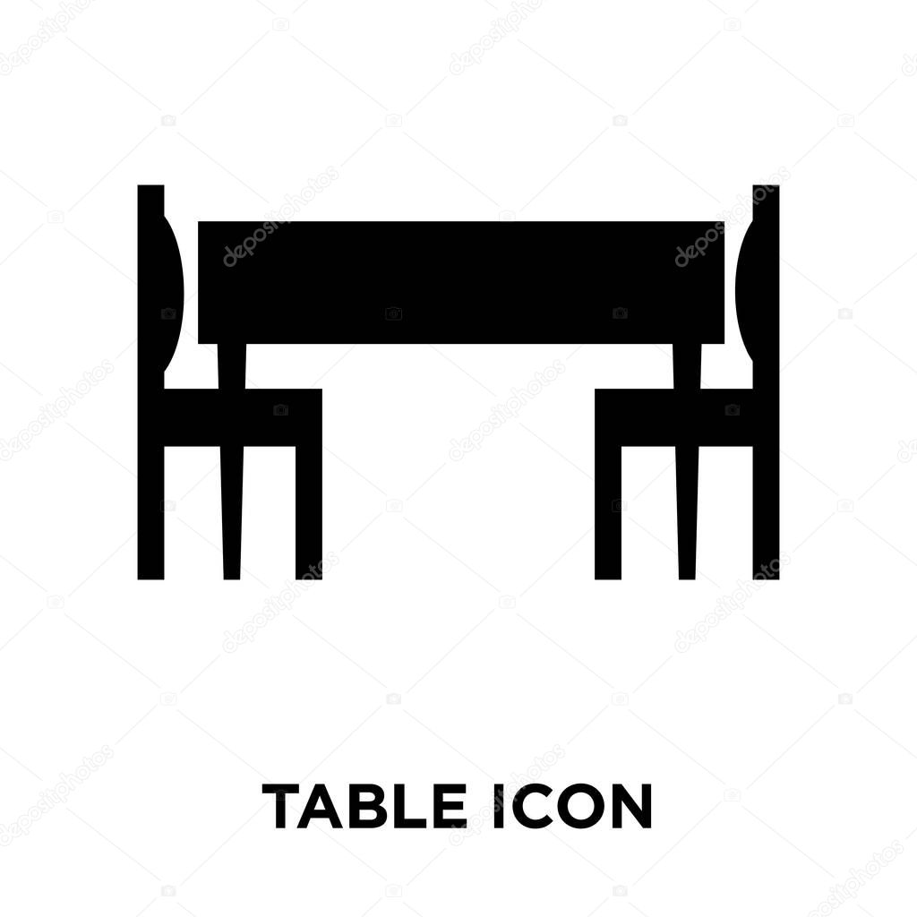 Table icon vector isolated on white background, logo concept of Table sign on transparent background, filled black symbol