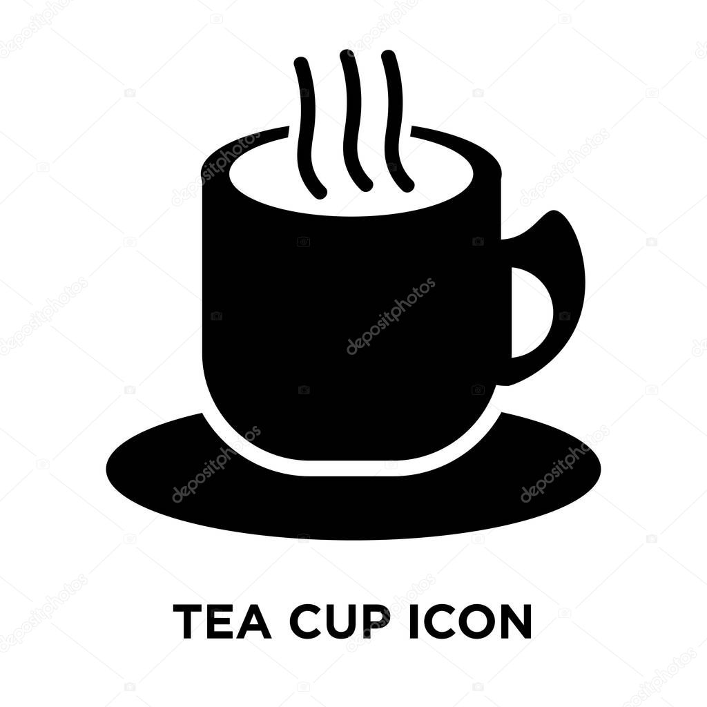 Tea cup icon vector isolated on white background, logo concept of Tea cup sign on transparent background, filled black symbol