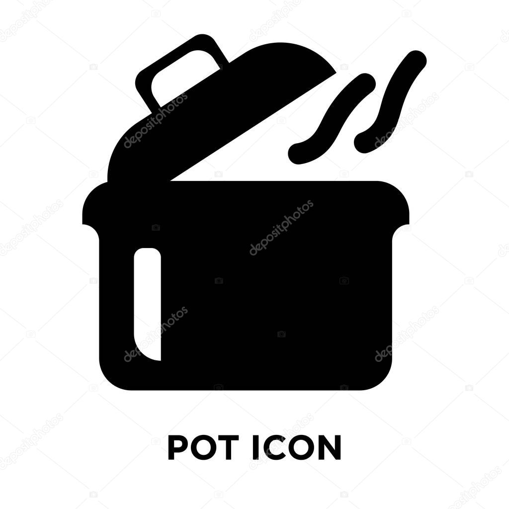 Pot icon vector isolated on white background, logo concept of Pot sign on transparent background, filled black symbol