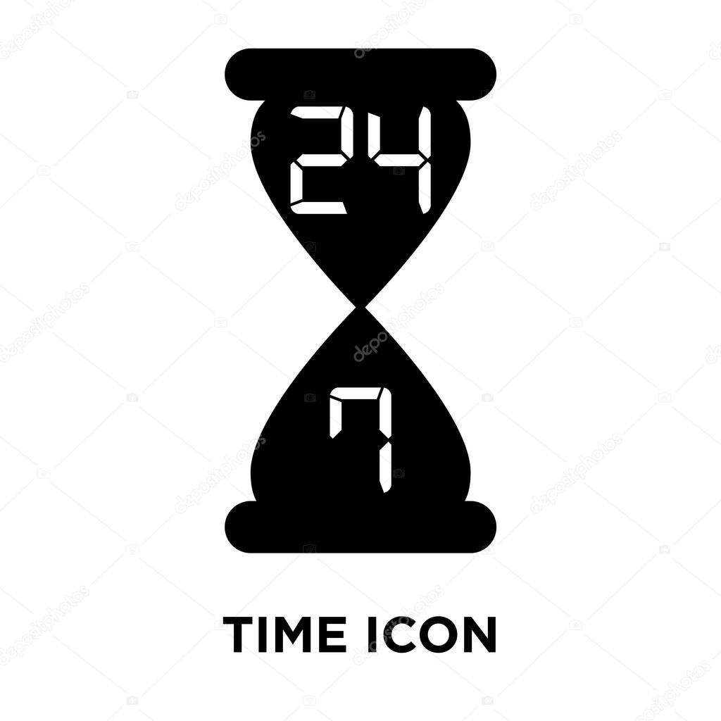Time icon vector isolated on white background, logo concept of Time sign on transparent background, filled black symbol