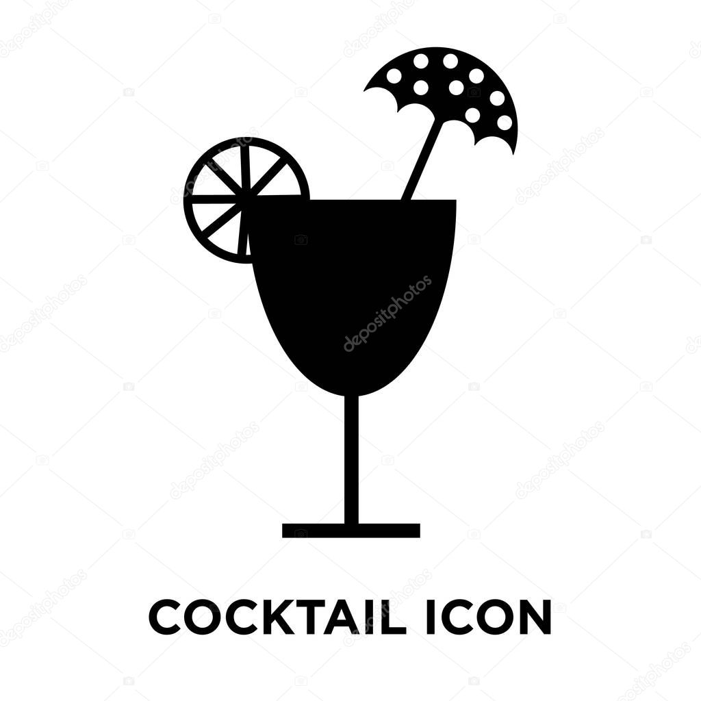 Cocktail icon vector isolated on white background, logo concept of Cocktail sign on transparent background, filled black symbol
