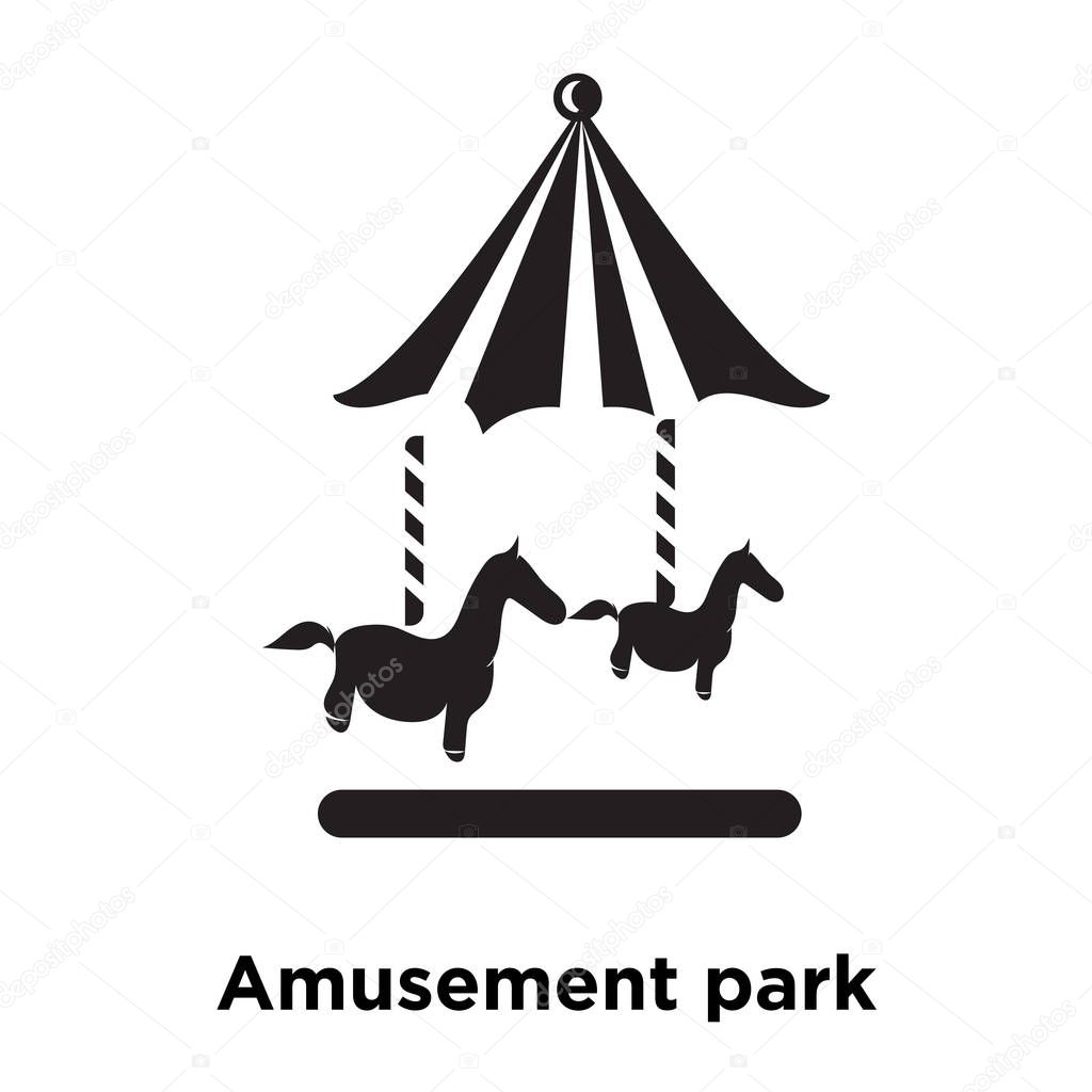 Amusement park icon vector isolated on white background, logo concept of Amusement park sign on transparent background, filled black symbol