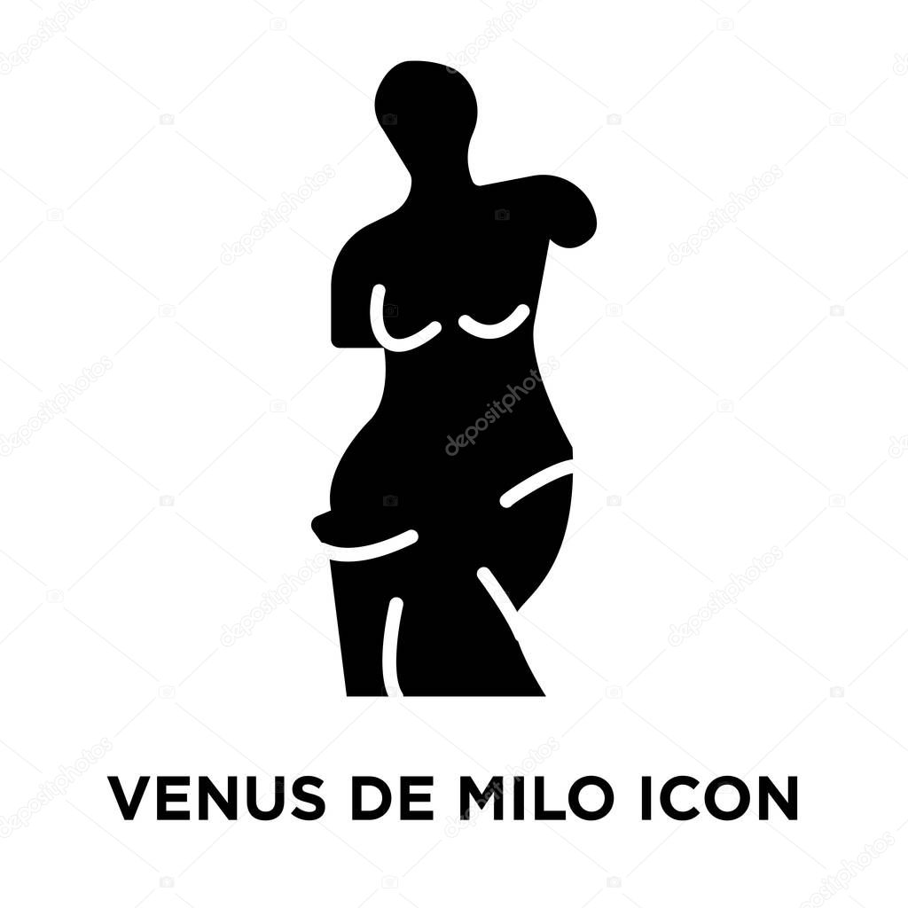 Venus de milo icon vector isolated on white background, logo concept of Venus de milo sign on transparent background, filled black symbol