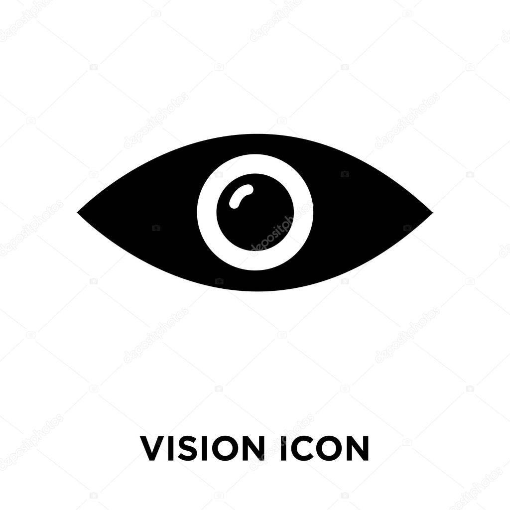 Vision icon vector isolated on white background, logo concept of Vision sign on transparent background, filled black symbol