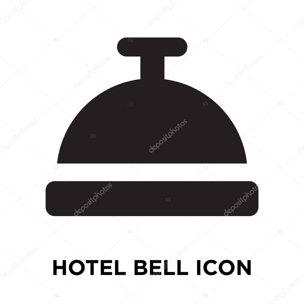 Hotel bell icon vector isolated on white background, logo concept of Hotel bell sign on transparent background, filled black symbol