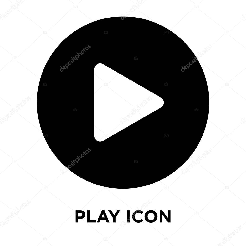 Play icon vector isolated on white background, logo concept of Play sign on transparent background, filled black symbol