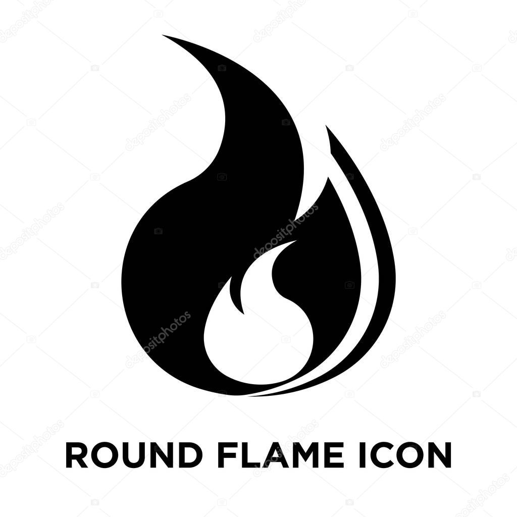 Round Flame icon vector isolated on white background, logo concept of Round Flame sign on transparent background, filled black symbol