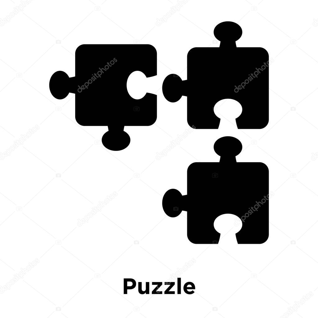Puzzle icon vector isolated on white background, logo concept of Puzzle sign on transparent background, filled black symbol