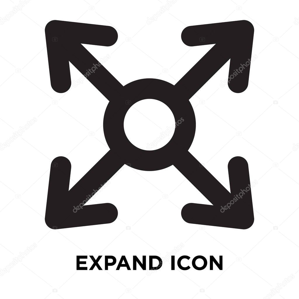 Expand icon vector isolated on white background, logo concept of Expand sign on transparent background, filled black symbol