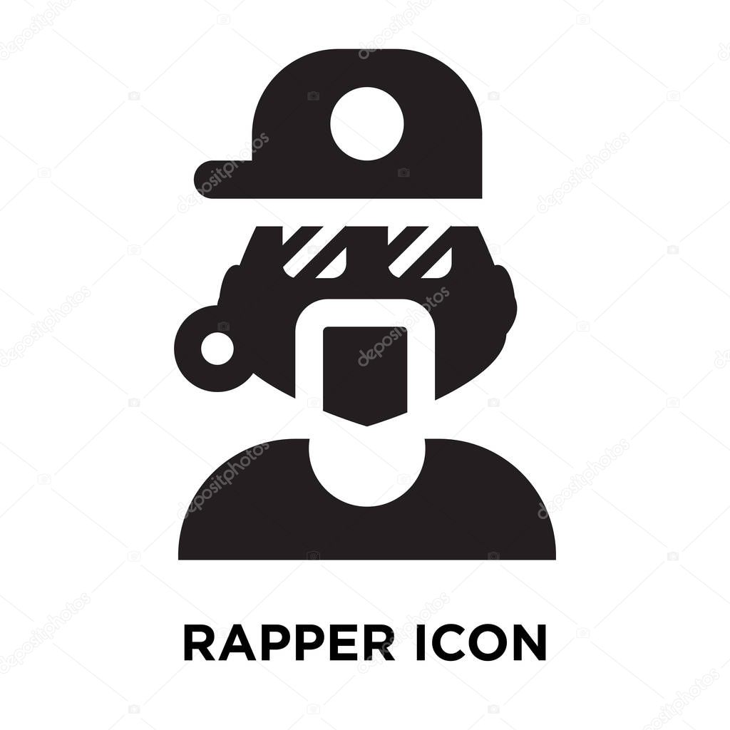 Rapper icon vector isolated on white background, logo concept of Rapper sign on transparent background, filled black symbol