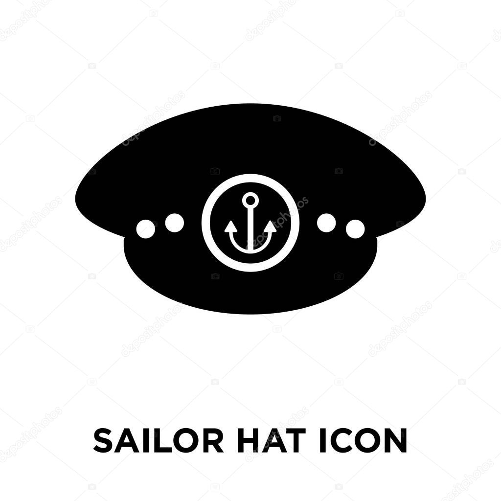 Sailor Hat icon vector isolated on white background, logo concept of Sailor Hat sign on transparent background, filled black symbol