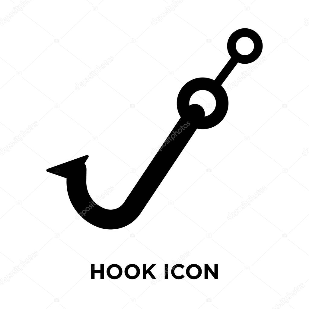 Hook icon vector isolated on white background, logo concept of Hook sign on transparent background, filled black symbol