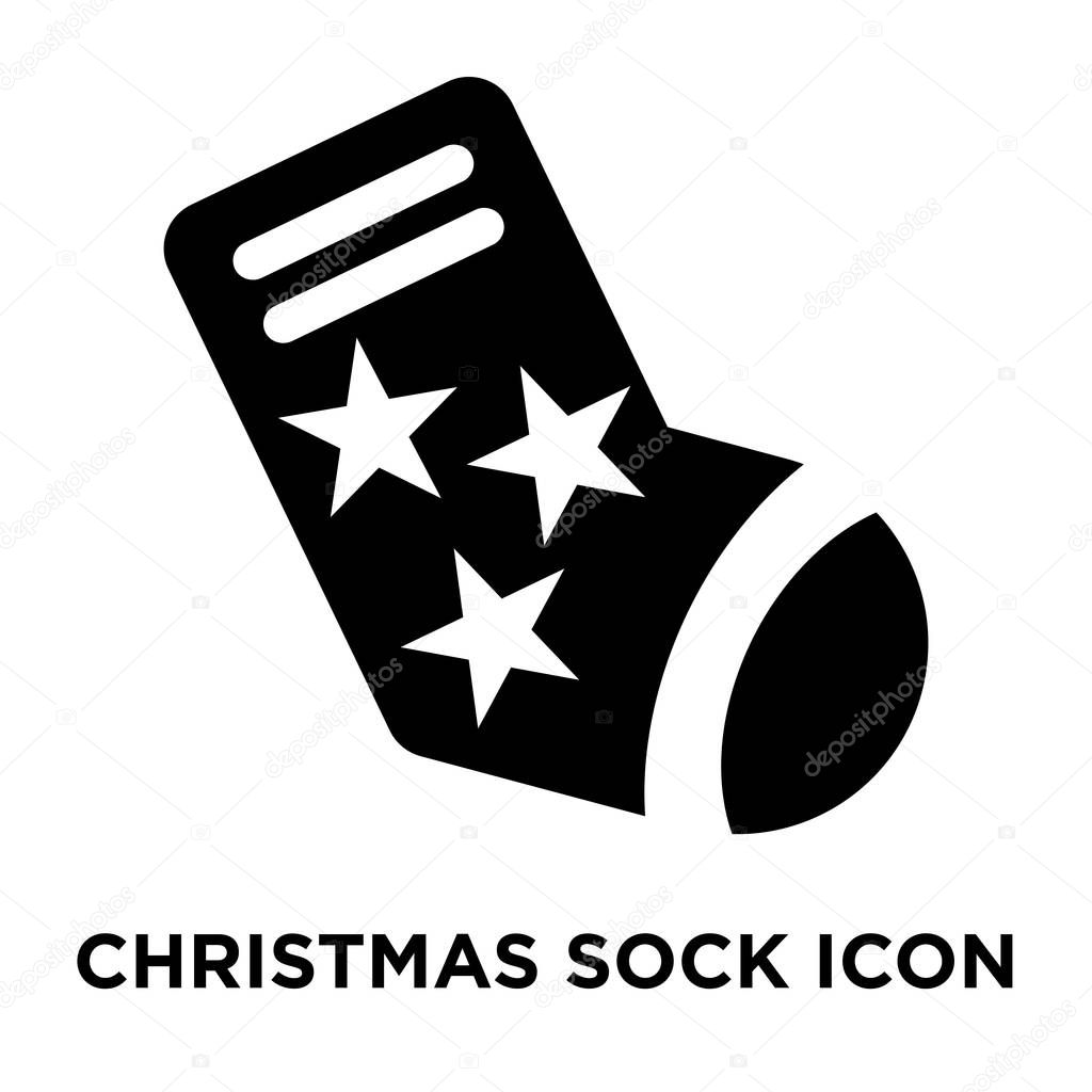 Christmas sock icon vector isolated on white background, logo concept of Christmas sock sign on transparent background, filled black symbol