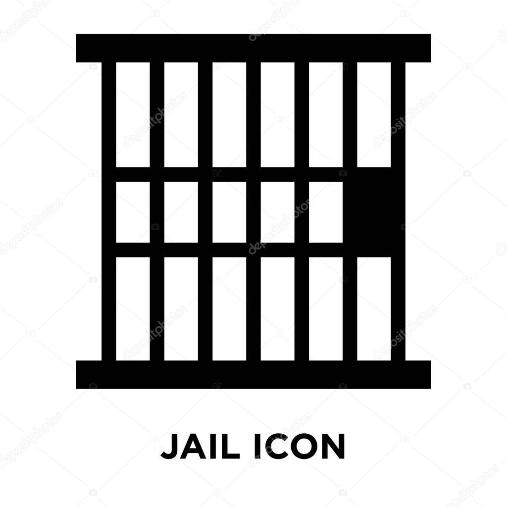 Jail icon vector isolated on white background, logo concept of Jail sign on transparent background, filled black symbol
