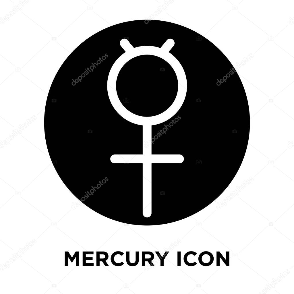 Mercury icon vector isolated on white background, logo concept of Mercury sign on transparent background, filled black symbol
