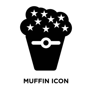 Beyaz arka plan, logo şeffaf arka plan, Muffin işareti kavramı üzerinde izole kek simge vektör siyah sembol dolu