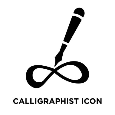 Beyaz arka plan, logo şeffaf arka plan, Calligraphist işareti kavramı üzerinde izole calligraphist simge vektör siyah sembol dolu