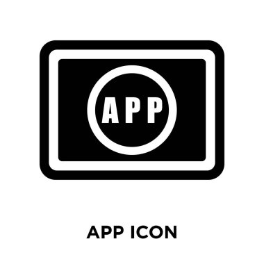 Beyaz arka plan, logo şeffaf arka plan, App işareti kavramı üzerinde izole app simge vektör siyah sembol dolu