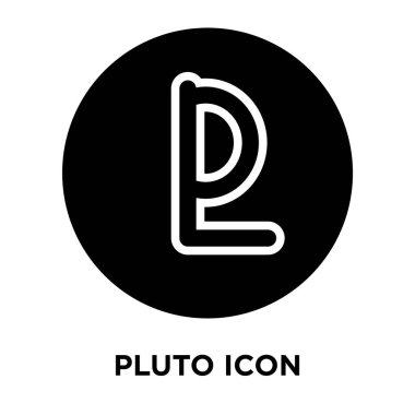 Beyaz arka plan, logo şeffaf arka plan, Pluto işareti kavramı üzerinde izole Pluto simge vektör siyah sembol dolu