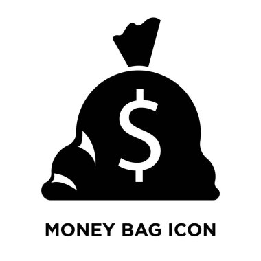 Para çantası simge vektör, beyaz arka plan üzerinde izole para çantasını kavramı logo oturum şeffaf arka plan, dolgulu siyah sembolü