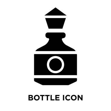 Beyaz arka plan, logo şeffaf arka plan, şişe işareti kavramı üzerinde izole şişe simge vektör siyah sembol dolu