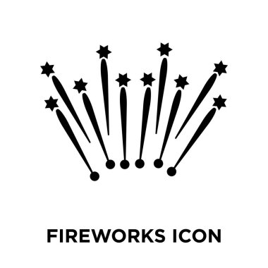 Beyaz arka plan, logo şeffaf arka plan, Fireworks işareti kavramı üzerinde izole havai fişek simge vektör siyah sembol dolu