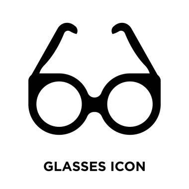 Beyaz arka plan, logo şeffaf arka plan, gözlük işareti kavramı üzerinde izole gözlük simge vektör siyah sembol dolu