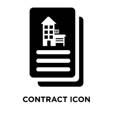 Beyaz arka plan, logo şeffaf arka plan, tabelada sözleşme kavramı üzerinde izole sözleşme simge vektör siyah sembol dolu