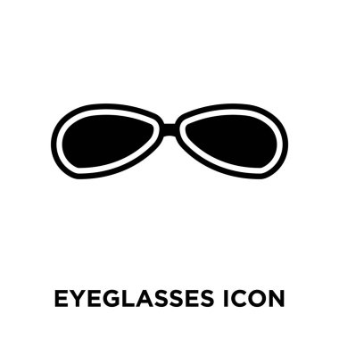 Beyaz arka plan, logo şeffaf arka plan, gözlük işareti kavramı üzerinde izole gözlük simge vektör siyah sembol dolu