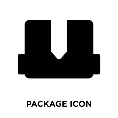 Beyaz arka plan, logo şeffaf arka plan, paket işareti kavramı üzerinde izole paket simge vektör siyah sembol dolu